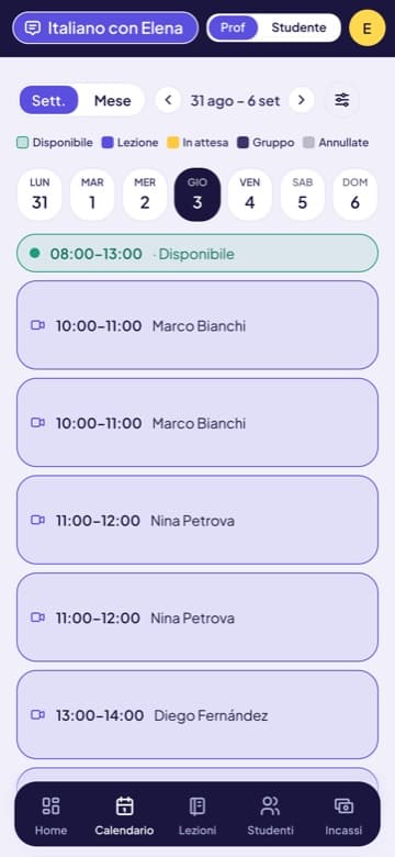 Il calendario sul telefono